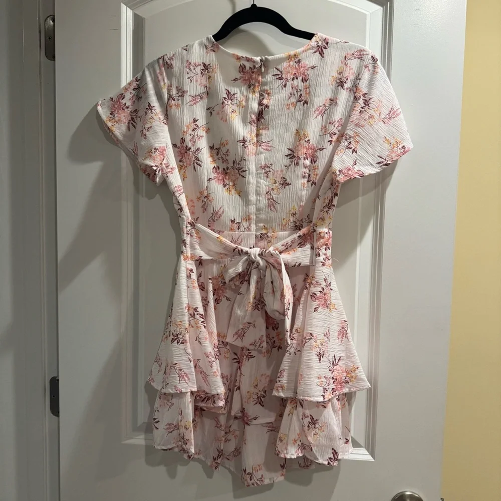 Altar'd State Floral Ruffle Jumpsuit - Pink and White - Picture 3 of 3